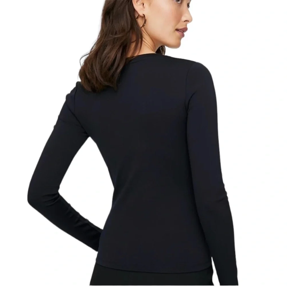 Babaton Aritzia Black Stretch Knit Long Sleeve Crop Top Women’s Large - Picture 3 of 14